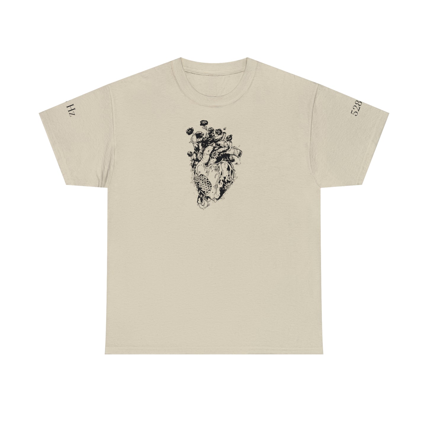 Organic Heart 528 Hz Unisex Shirt | Organisches Herz T-Shirt | Heavy Cotton Tee | Printed front and sleeves | Love Frequency |