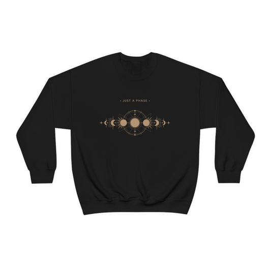 Moonphase Sweatshirt – Just a Phase | Unisex Pullover mit Mondphasen | Spirituell & Witchy | Oversize möglich