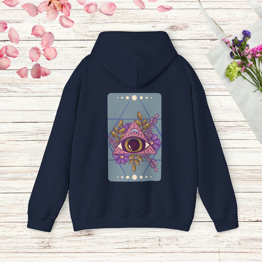 Witchy Tarot Card + all seeing eye Hoodie printed front and back! Spiritual unisex Hoodie - Allsehendes Auge - many colors