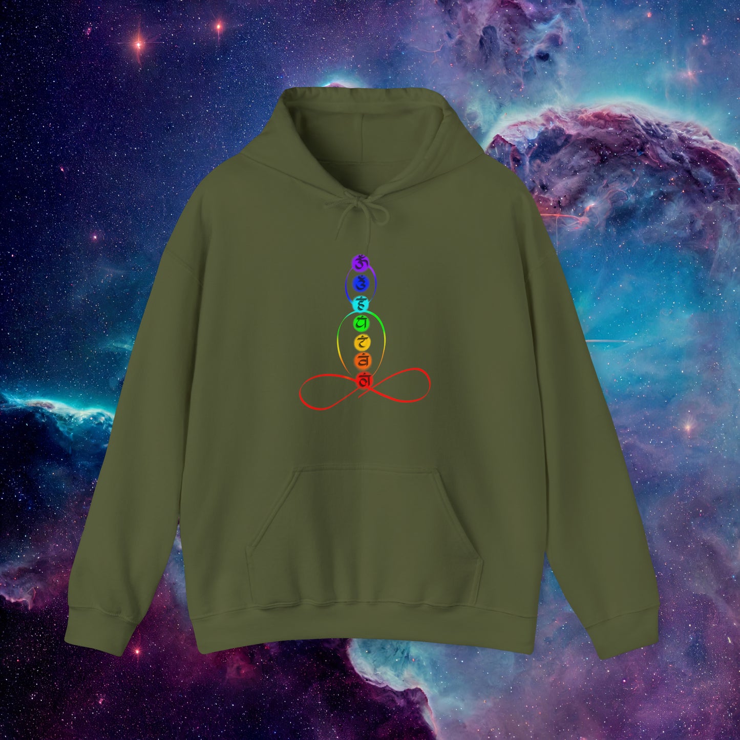 Chakra Hoodie Unisex – Spiritueller Kapuzenpullover mit Chakren Print | Oversize möglich