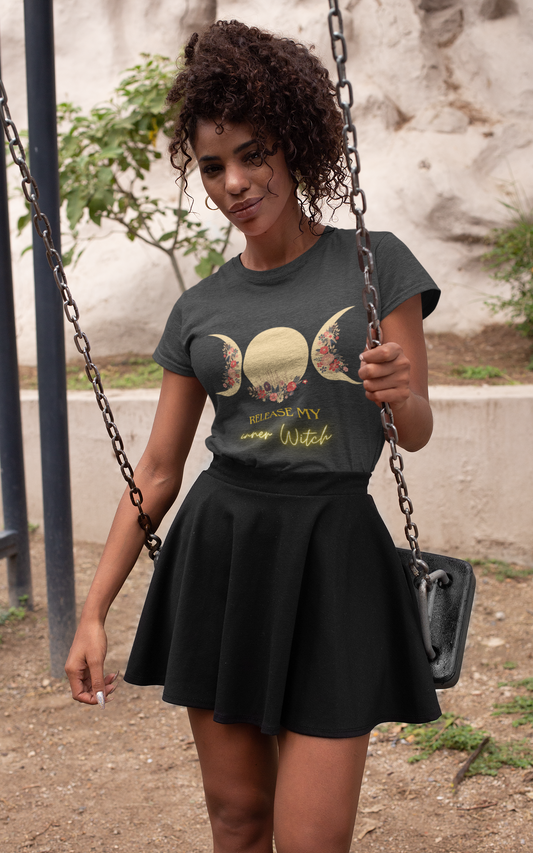 Release My Inner Witch“ Shirt mit Dreifachmond – Spirituelles Unisex T-Shirt | Witchy Fashion