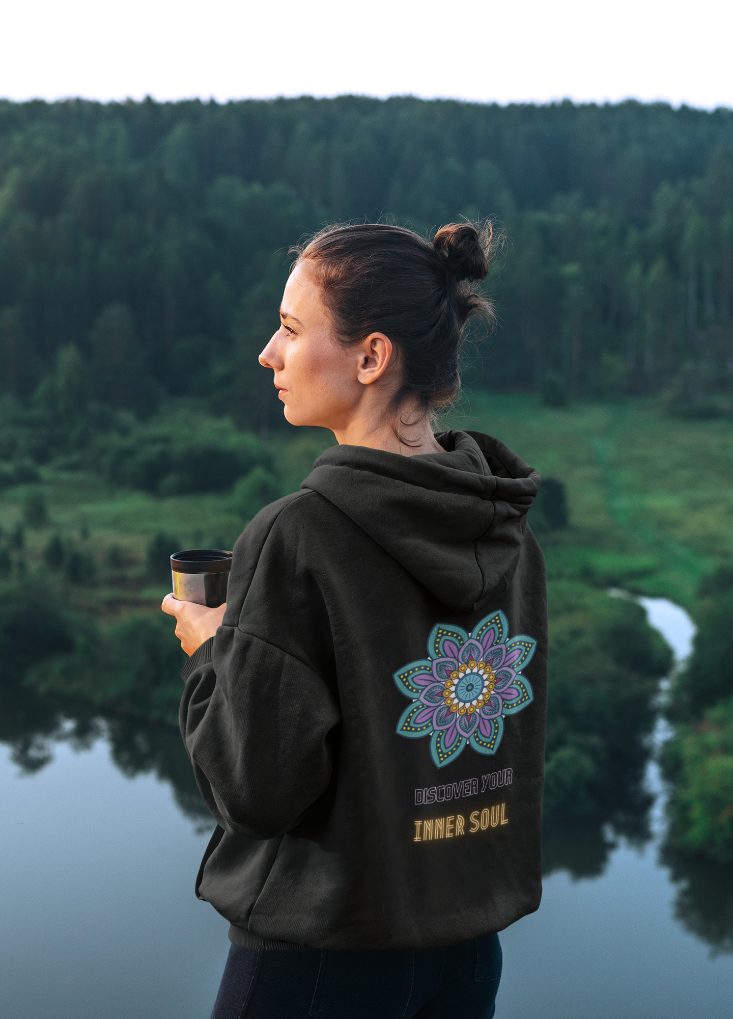 Mystischer „Discover Your Inner Soul“ Hoodie – Spiritueller Unisex Kapuzenpullover mit Mandala | Oversize möglich