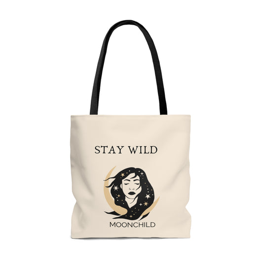 Spiritual Stay Wild Moonchild Shopping Bag Beach Bag Tote Bag, Spirituelle Handtasche, Beutel