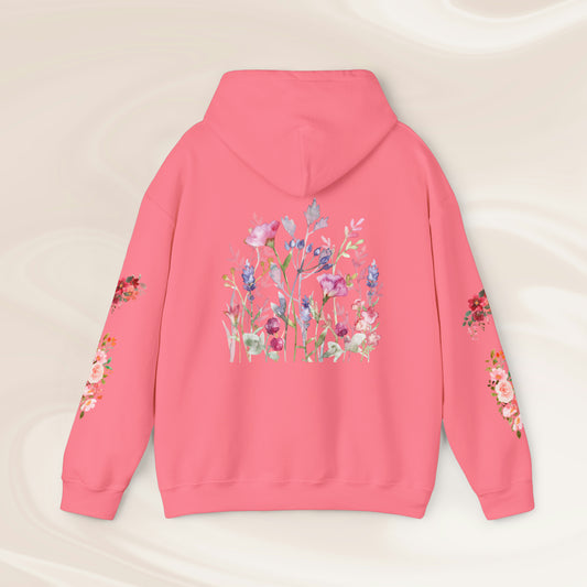 Floral Hoodie - Printed Front, Back & Sleeves! - Blumen Hoodie - Wildhexe Pullover - bedruckte Ärmel - Flowers - Blüten - Boho - Flower Power