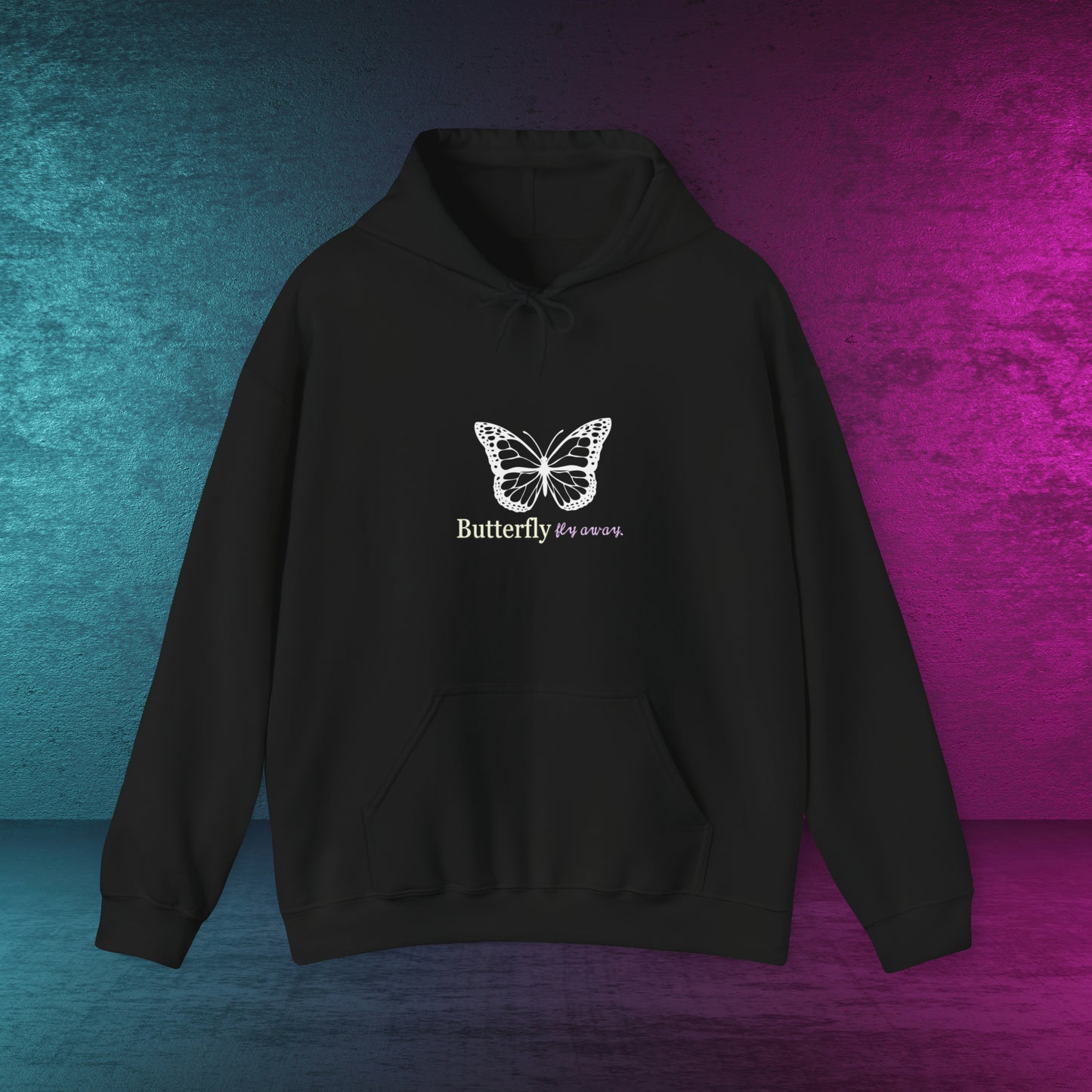 Butterfly fly away | Never give up | printed front and back different colors | Kapuzenpullover | Spiritual | Geschenk | Gift |Unisex Hooded Sweatshirt | Schmetterling