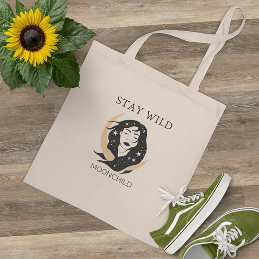 Stay Wild Moonchild Tote Bag, Spiritual Bag, printed front and back, Beach bag, Shopper, Witchy Gift Idea