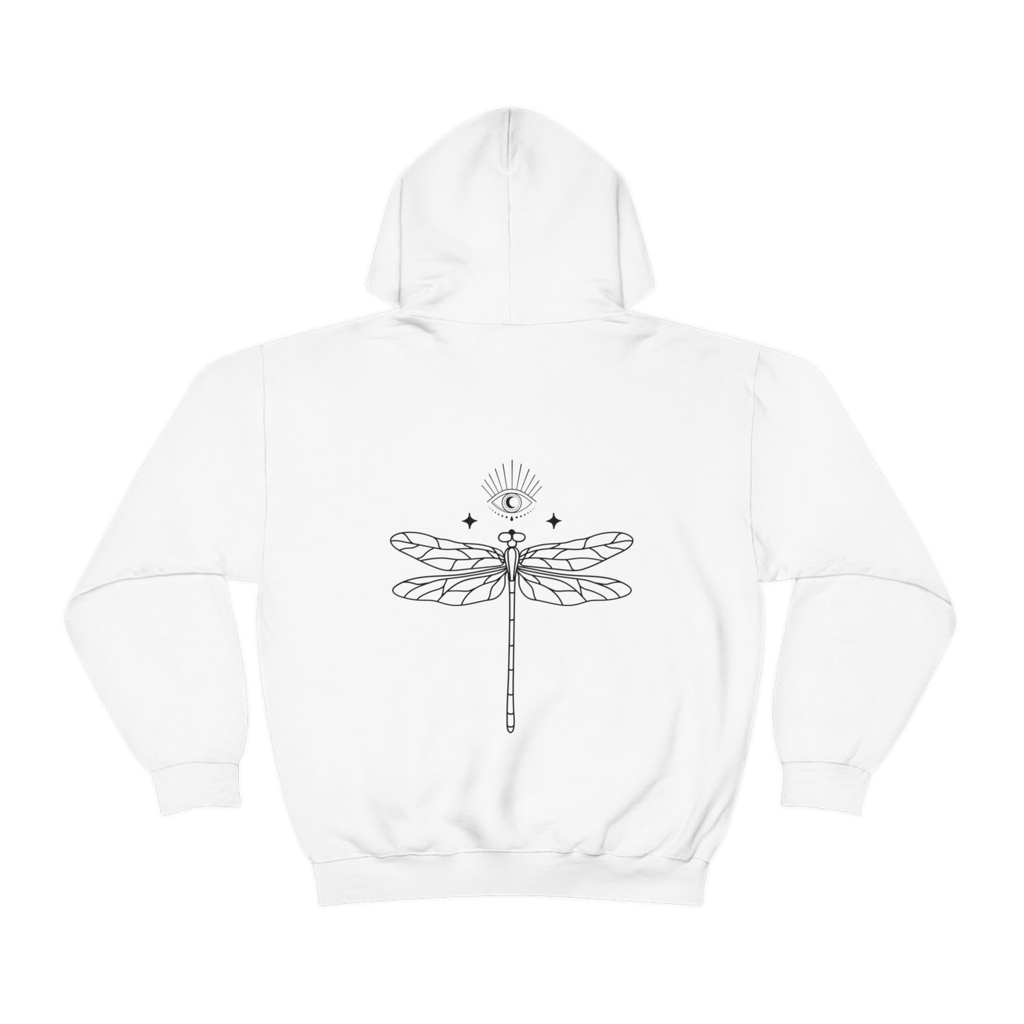 Dragon Fly All-Seeing Eye Hoodie, Spiritual Symbol, Printed Back, Giftidea, Unisex, Libelle, Allsehendes Auge Hooded Sweatshirt - Printed back