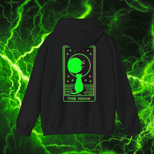 Moon Tarot Card Neon Hoodie - Unisex - all seeing eye - spiritual psychedelic Hoodie - printed front and back