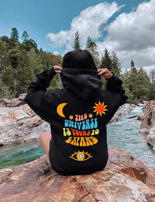 This Universe is Yours to expand Unisex Hoodie, printed Back, Christmas Gift Idea, Spiritual Hoodie, Hippie Gift