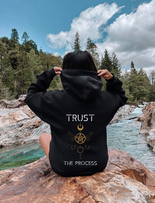 Trust the Process Spiritual Hoodie Printed Back Unisex Heavy Blend Hooded Sweatshirt