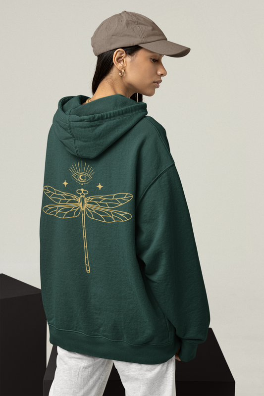 Dragon Fly All-Seeing Eye Hoodie, Spiritual Symbol, Printed Back, Giftidea, Unisex, Libelle, Allsehendes Auge Hooded Sweatshirt - Printed back