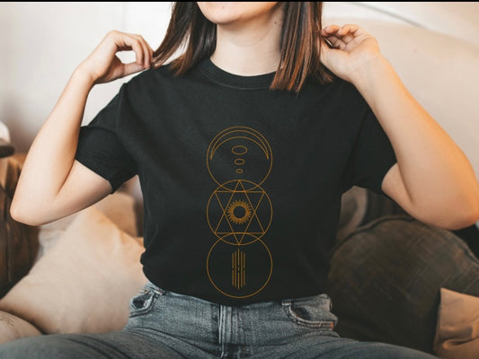 Spiritual Pentagon Moon Circles Shirt Unisex Heavy Cotton Tee, Giftidea, Inspirational Shirt, Pentagramm, Mond