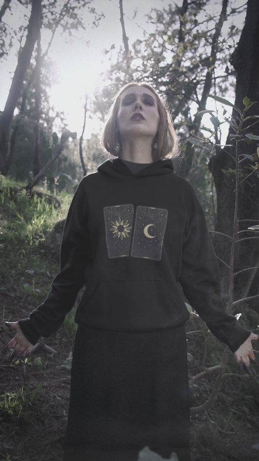 Witchy Pentagram Tarot Pentagon Hoodie printed front and back Unisex Esoterik, Spirituality, Gift, Pullover, Wicca, Hexen Pentagramm